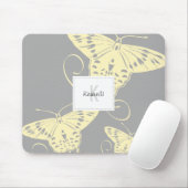 Tapis De Souris Papillon monogramme gris jaune (Avec souris)