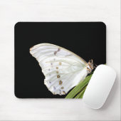 Tapis De Souris Papillon Morpho blanc sur feuille (Avec souris)