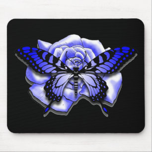Tapis De Souris Papillon Mousepad de rose de pourpre