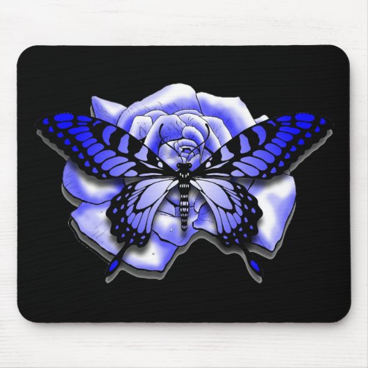 Tapis De Souris Papillon Mousepad de rose de pourpre (Devant)