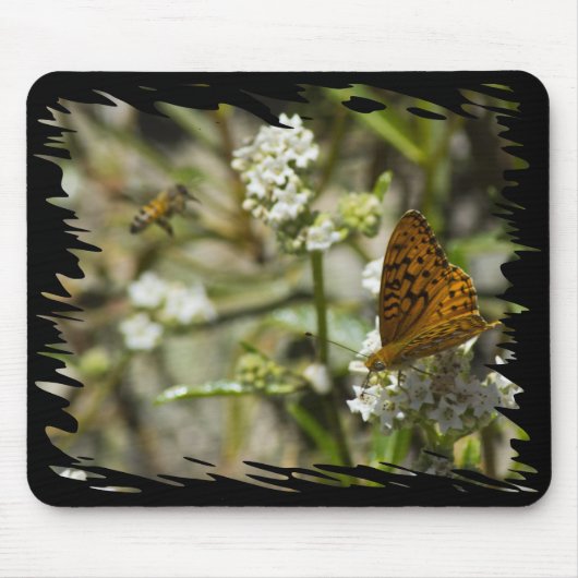 Tapis De Souris Papillon orange et abeille (Devant)