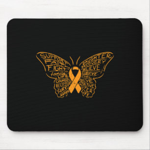 Tapis De Souris Papillon Orange Ruban Cancer Leucémie Sensibilisat