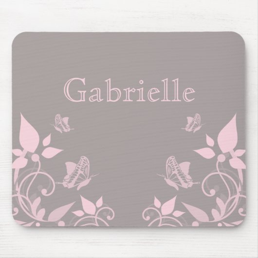 Tapis De Souris Papillon rose Mousepad floral (Devant)