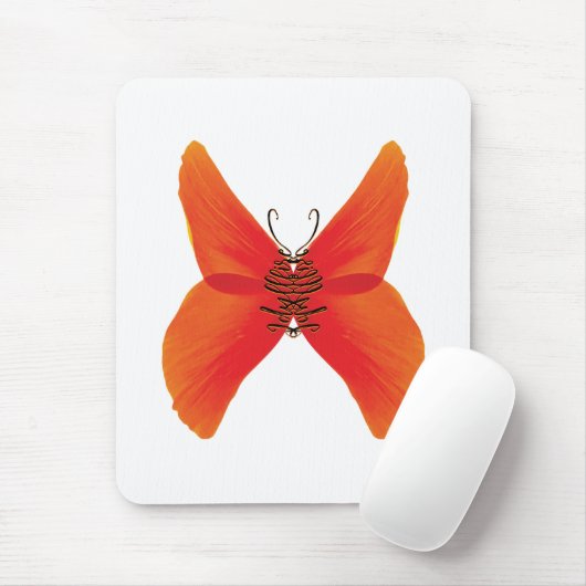 Tapis De Souris Papillon rouge orange avec votre nom (Avec souris)