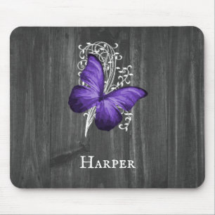Tapis De Souris Papillon Rustique Violet Pad de souris personnalis