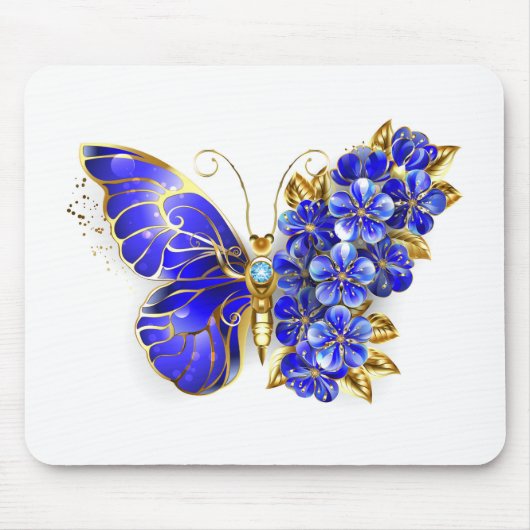 Tapis De Souris Papillon Saphir Fleur (Devant)