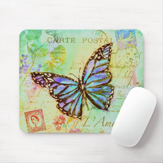Tapis De Souris Papillon sarcelle et violet (Avec souris)