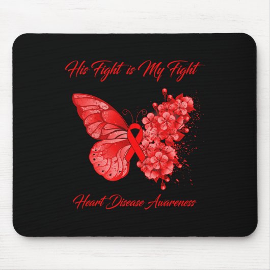 Tapis De Souris Papillon Son Combat Est Mon Combat Sensibilisation (Devant)