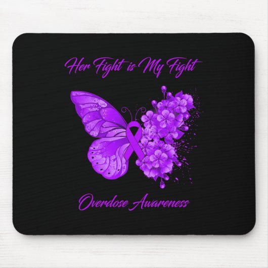 Tapis De Souris Papillon Son Combat Est Mon Combat Sensibilisation (Devant)