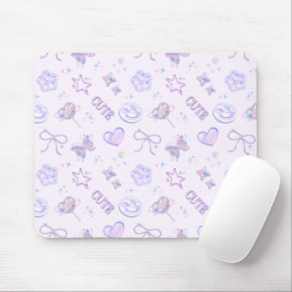 Tapis De Souris Papillon Souriant Lavande Pastel Cyber Kawaii