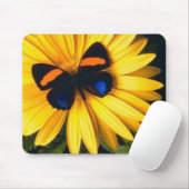 Tapis De Souris Papillon sur la marguerite jaune (Avec souris)