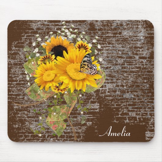 Tapis De Souris papillon sur le bouquet de tournesol (Devant)