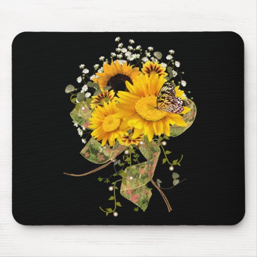 Tapis De Souris papillon sur le bouquet de tournesol (Devant)