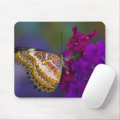 Tapis De Souris Papillon tropical aux fleurs violettes (Avec souris)