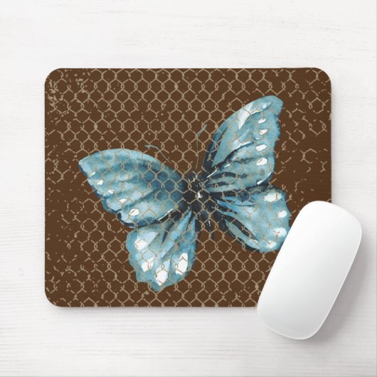 Tapis De Souris Papillon turquoise dans la conception de clôture d (Avec souris)