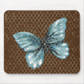 Tapis De Souris Papillon turquoise dans la conception de clôture d (Devant)