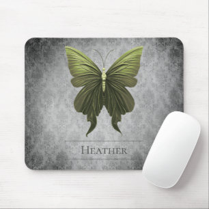 Tapis De Souris Papillon vert à bijoux Damas