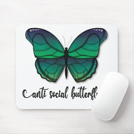 Tapis De Souris Papillon vert anti-social (Avec souris)