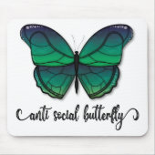 Tapis De Souris Papillon vert anti-social (Devant)