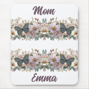 Tapis De Souris Papillon vert et floral vintage pour maman