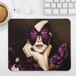 Tapis De Souris Papillon Violet Mascarade Femme Élégante Fantaisie