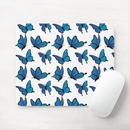 Tapis De Souris Papillons bleus Abstraits sans fil numérique (Avec souris)
