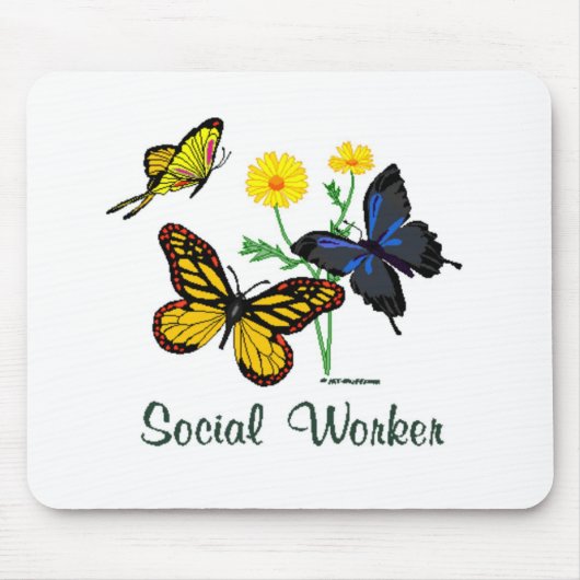 Tapis De Souris Papillons d'assistant social (Devant)