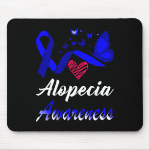 Tapis De Souris Papillons de sensibilisation à l'Alopécie Bleu Rib