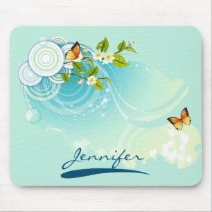 Tapis De Souris Papillons et fleurs