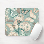 Tapis De Souris Papillons et fleurs vert clair déco (Avec souris)
