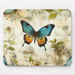 Tapis De Souris Papillons et fleurs vintage colorés