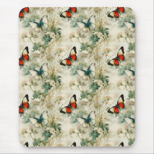 Tapis De Souris Papillons et fleurs Vintages colorés (2)