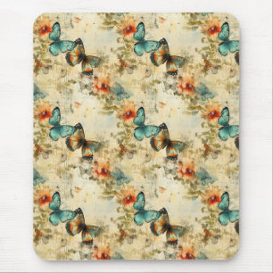 Tapis De Souris Papillons et fleurs Vintages colorés (8)