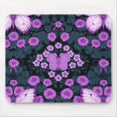 Tapis De Souris Papillons et symétrie des fleurs, violet et bleu (Devant)