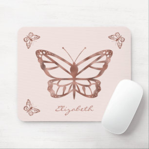Tapis De Souris Papillons et texte personnalisé aspect feuille de