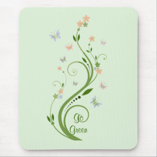 Tapis De Souris Papillons et vigne verte
