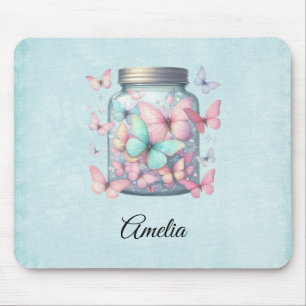Tapis De Souris Papillons Fantaisistes dans un Pot