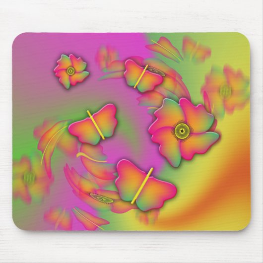 Tapis De Souris Papillons & Fleurs (Devant)