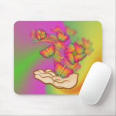 Tapis De Souris Papillons & Fleurs (Avec souris)