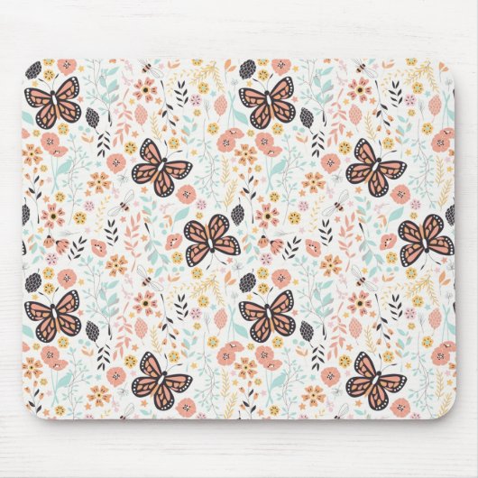 Tapis De Souris Papillons Fleurs Et Abeilles (Devant)