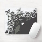 Tapis De Souris Papillons noirs et blancs Mousepad (Avec souris)