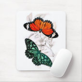 Tapis De Souris Papillons - Orange et vert (Avec souris)
