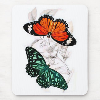 Tapis De Souris Papillons - Orange et vert