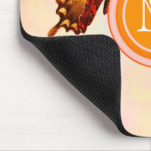 Tapis De Souris Papillons orange vifs & Pastel Sky | Monogramme (Coin)