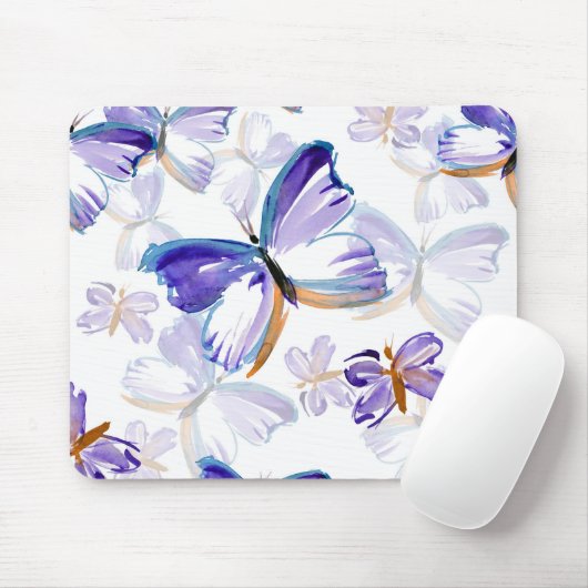 Tapis De Souris Papillons peints par pourpre Mousepad (Avec souris)