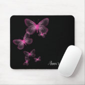 Tapis De Souris Papillons Roses Sur Plaque De Souris Noire (Avec souris)