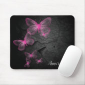 Tapis De Souris Papillons Roses Sur Rocher Noir (Avec souris)