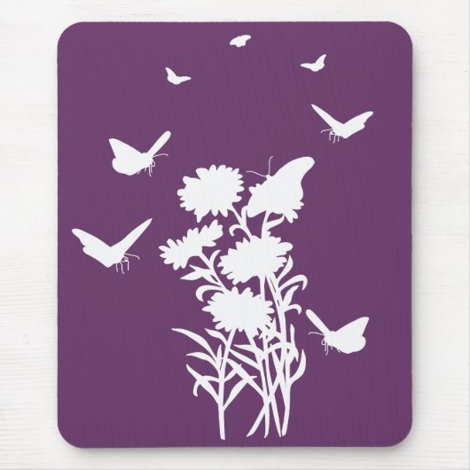 Tapis De Souris Papillons Silhouette Mousepad (Devant)