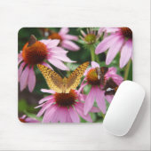Tapis De Souris Papillons sur buisson d'Echinacea (Avec souris)
