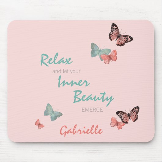 Tapis De Souris Papillons w. Citation Beauté intérieure - Personna (Devant)